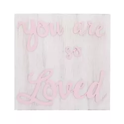 Little Love By NoJo You Are So Loved Square Wood Nursery Wall Décor - Pink and White