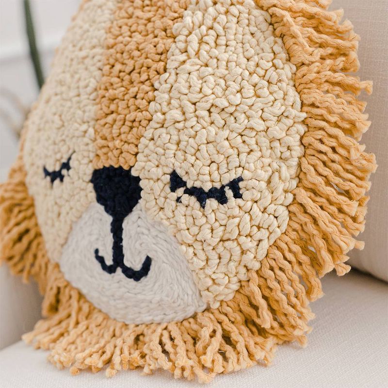 Crane Baby Embroidered Round Throw Pillow - Kendi Lion, 4 of 9