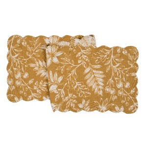 C&F Home Everview Gold Floral Quilted Table Runner 14" x 51" - 1 of 3