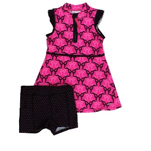 RuffleButts Girls UPF50+ Sleeveless Zip Ruffle Sleeve Active Dress - 1 of 2