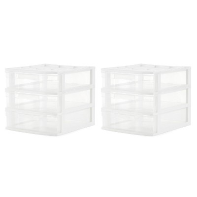 Gracious Living Clear Mini 3 Drawer Desk and Office Organizer with White Finish