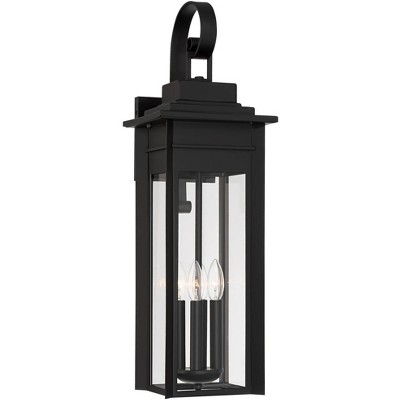 Franklin Iron Works Modern Outdoor Wall Light Fixture Black Metal 28 1/4" Clear Glass for Post Exterior Barn Deck House Porch Yard