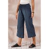 ECUPPER Womens Cotton Cropped Pants Loose Fit Wide Leg Capri Casual Plus Size Elastic Waist Trousers - 2 of 4