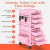 TASALON Lockable Beauty Salon Cart, Rolling Salon Trolley with 6 Drawers and Tool Holders - Pink - 2 of 4
