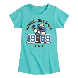 Girls' - Sesame Street - Cookie Monster One Since 1969 Fitted Short Sleeve Graphic T-Shirt - 1 of 4