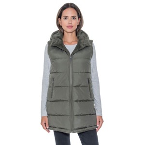 Women's 3/4 Reversible Puffer Vest - S.E.B. By Sebby - 1 of 4