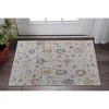Ivory Blue and Gold Floral Power Loom Worn Faded Area Rug With Fringe - 2 of 4