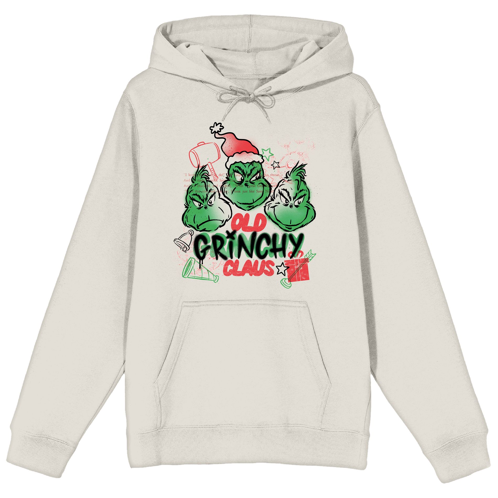 The Grinch Old Grinchy Claus Adult Sand Long Sleeve Hooded Sweatshirt