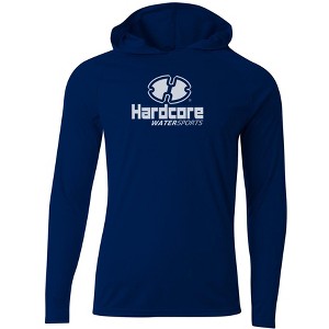 Hardcore Men's Long Sleeve Hooded Rash Guard Comfortable Performance Swim Shirt - 1 of 4