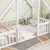 Okak Modern Wood Floor Bed Twin/Full Size House-Shaped Bed Frame with Fence Guardrails for Toddlers/Kids Bedroom - 4 of 4