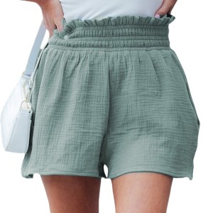 Amaryllis Women's Smocked Paperbag Waist Shorts High-Waisted Relaxed Fit Lightweight Casual - 1 of 4