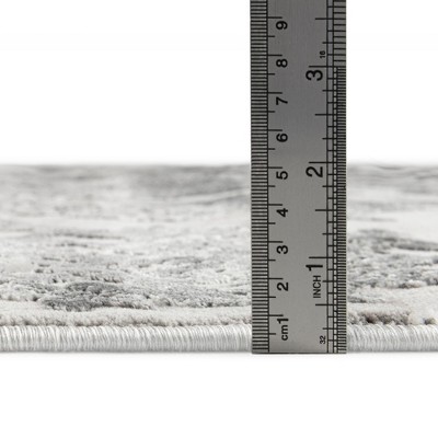 Gray Rectangular Medallion Synthetic 9' x 12' Area Rug