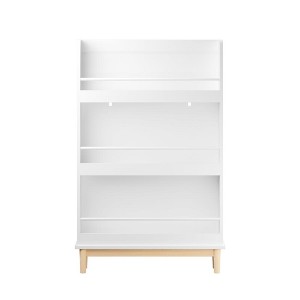PDTEND White Kids Bookshelf with 3 Tier Front Display and Natural Base - 1 of 4