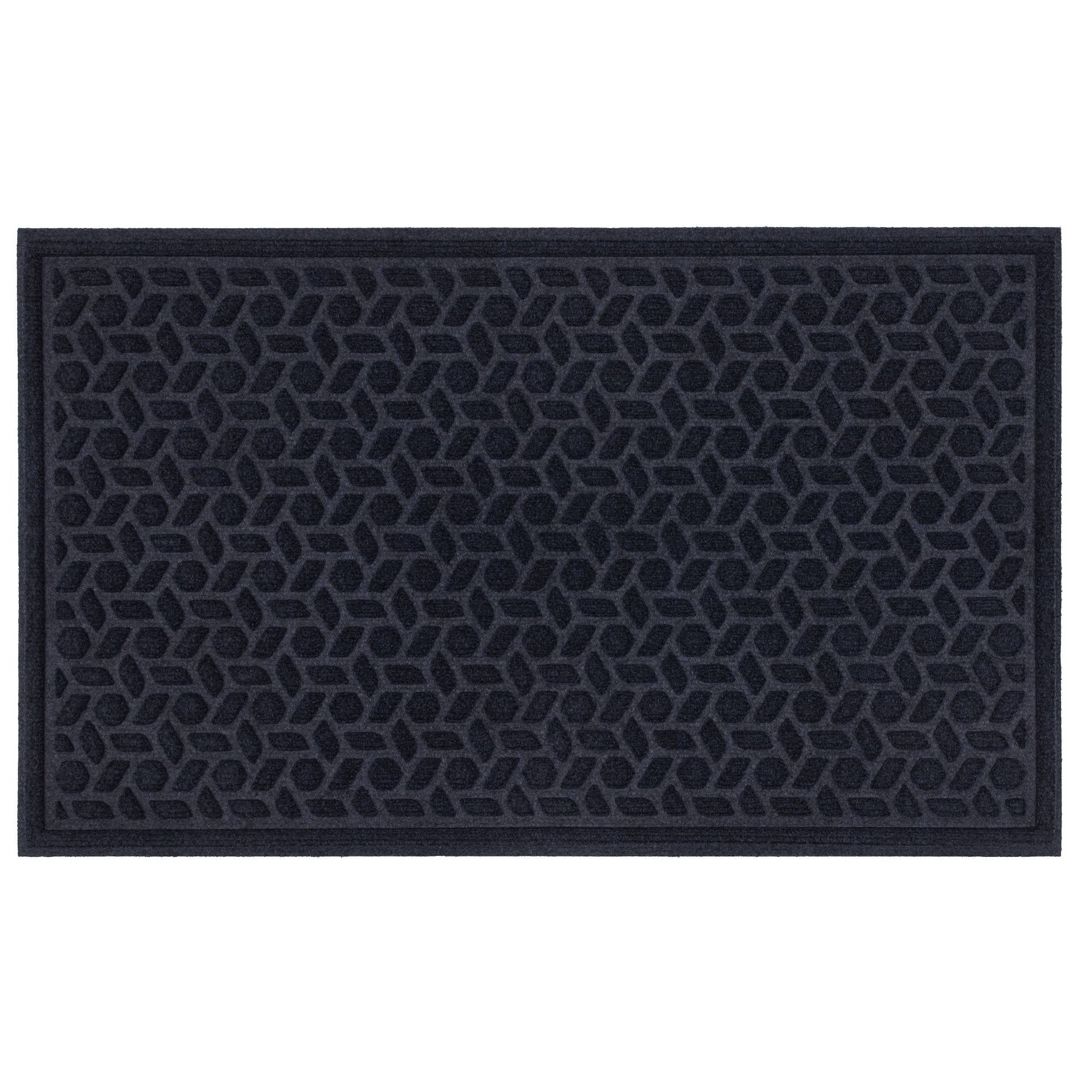 1'6"x2'6" Solid Tufted Doormat Navy - Mohawk: Outdoor & Indoor Weather-Resistant Low Pile Rectangle Mat