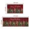 Christmas Tree and Snow Print Area Rug Set - 17x29In + 17x47In Non-Slip Kitchen Mats, Thick Stain Resistant Non-Shedding Carpet for Kitchen - 2 of 4
