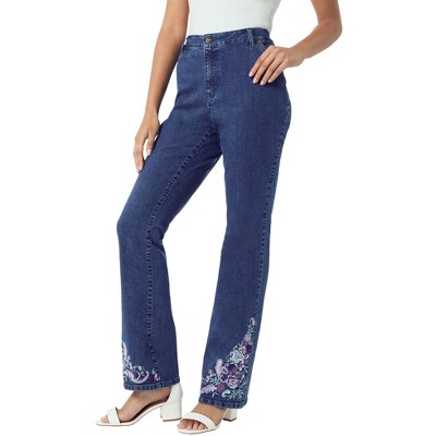 Roaman's Women's Plus Size Embroidered Bootcut Jean