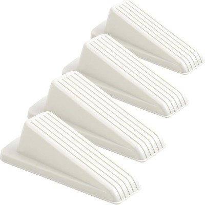Attop 4-Pack Rubber Door Stoppers - 4.8x2.2x1.3in White Floor Wedge Door Stops, Stackable Non-Slip Door Stopper for Bottom of Door