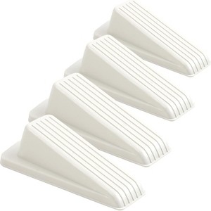 Attop 4-Pack Rubber Door Stoppers - 4.8x2.2x1.3in White Floor Wedge Door Stops, Stackable Non-Slip Door Stopper for Bottom of Door - 1 of 4