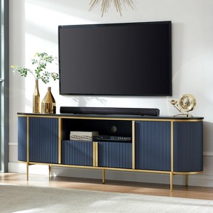 SinCiDo Luxury 70" Fluted TV Stand, Modern TV Console for TVs Up to 80 inches, Faux Marble Top & Curved Design - 1 of 4