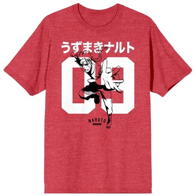Naruto 09 Line Art Red Heather Graphic Tee