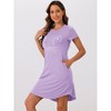 cheibear Women's Short Sleeve Summer Cute Cat Printed with Pockets Nightgowns - 2 of 4