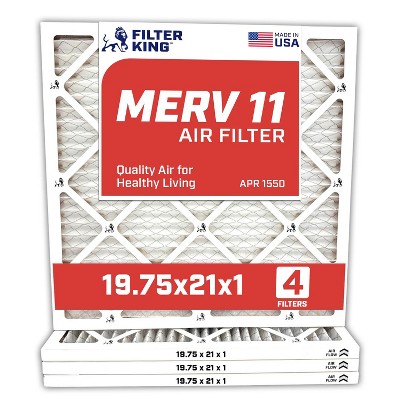 Filter King 19.75x21x1 Air Filter | 4-PACK | MERV 11 HVAC Pleated A/C Furnace Filters | MADE IN USA | Actual Size: 19.75 x 21 x .75"