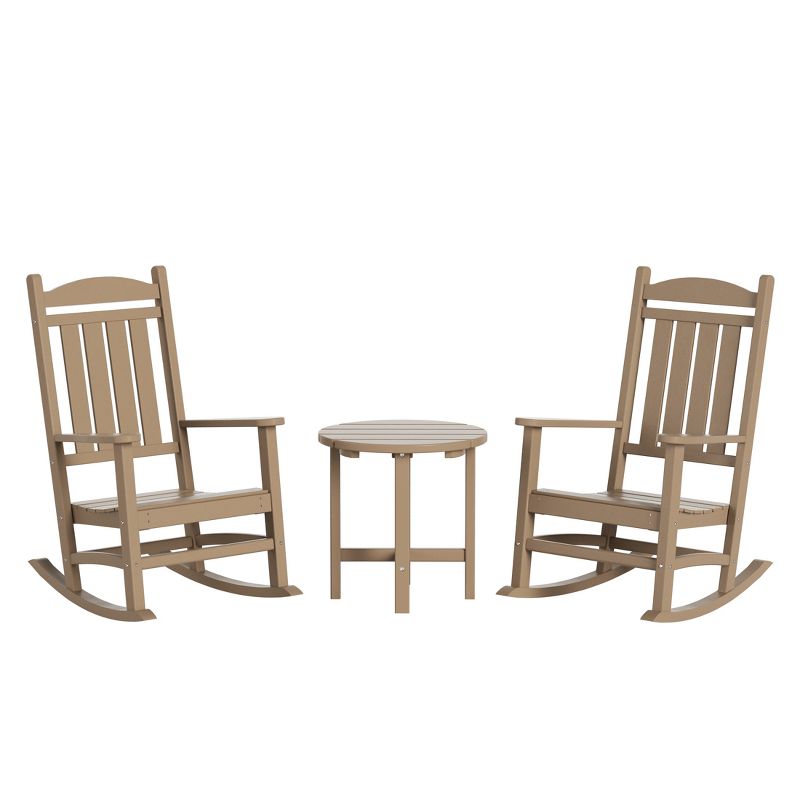 WestinTrends 3 Piece Outdoor Porch Rocking Chairs with Round Side Table Set, 1 of 3