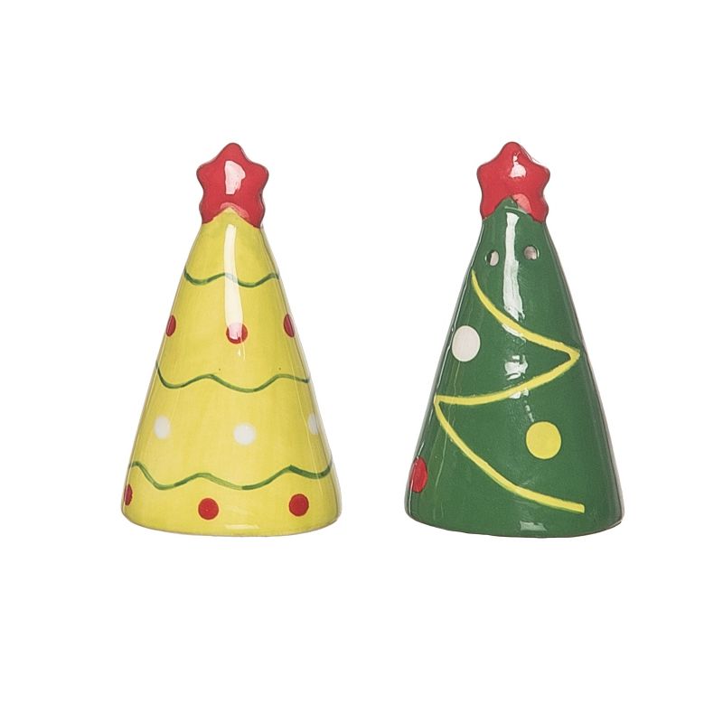 Transpac Christmas Trees Dolomite Salt and Pepper Shakers Collectables Green 3 in. Set of 2, 3 of 4