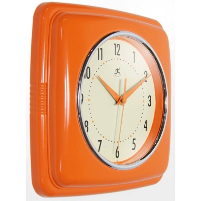 Retro Orange Square 9.5" Silent Quartz Wall Clock