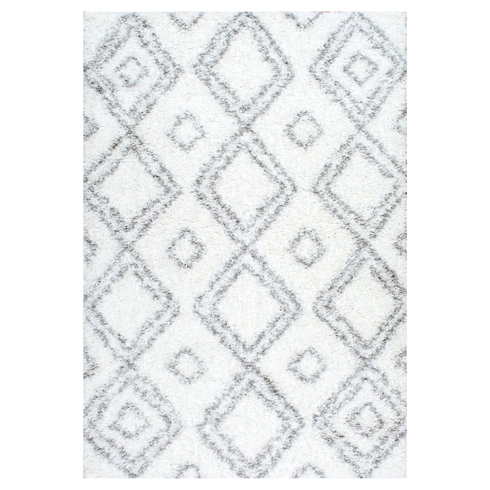8'x10' Iola Easy Shag Area Rug White - nuLOOM