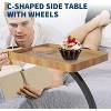 Wooden 360° Rotating TV Tray Table for Small Spaces, Living Room Side Table, Bedroom Side Table, C-Shaped Sofa Table with Wheels, Sliding Design - 4 of 4