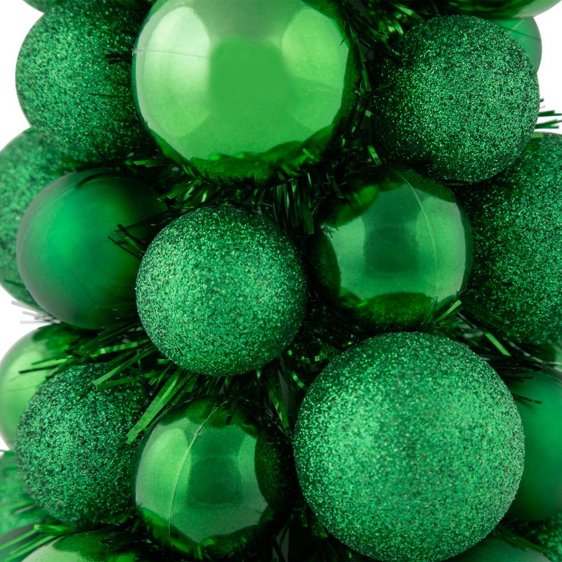 Northlight 15.75" Green 3-Finish Shatterproof Ball Christmas Tree with Tinsel, 5 of 8