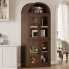71.4" Tall Arched Farmhouse Bookshelf with Doors - Wood Display Storage Cabinet for Living Room/Kitchen/Office - 4 of 4