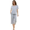 Jaclyn 2 Piece Pajama Set with Short Sleeve Top and Capri Pants (Juniors & Women) - 2 of 4