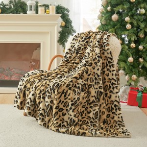 Cozy Bliss Double-sided Faux Fur Throw Blanket Soft Animal Printed Bed Blanket - 1 of 4