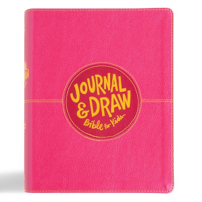 CSB Journal and Draw Bible for Kids, Pink Leathertouch - by  Csb Bibles by Holman (Leather Bound)