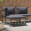 vidaXL Garden Table Anthracite PE rattan, powder-coated steel - Dark Gray Footrest - 2 of 4
