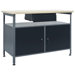vidaXL Workbench Black 47.2"x23.6"x33.5" Steel - 1 of 4
