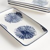 Plum & Post Stria Starburst 8" Trays, Set of 4 - Dark Blue/White Ceramic - 4 of 4