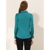 INSPIRE CHIC Women's Puff Long Sleeve Point Collar Vintage Button Work Satin Shirt - 3 of 4
