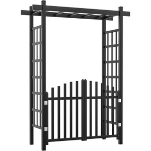 VINGLI Garden Arbor with Gate, PVC Wedding Arch for Ceremony Party, Garden Trellis for Climbing Plants Outdoor for Garden, Backyard, Lawn, Wedding - 1 of 4