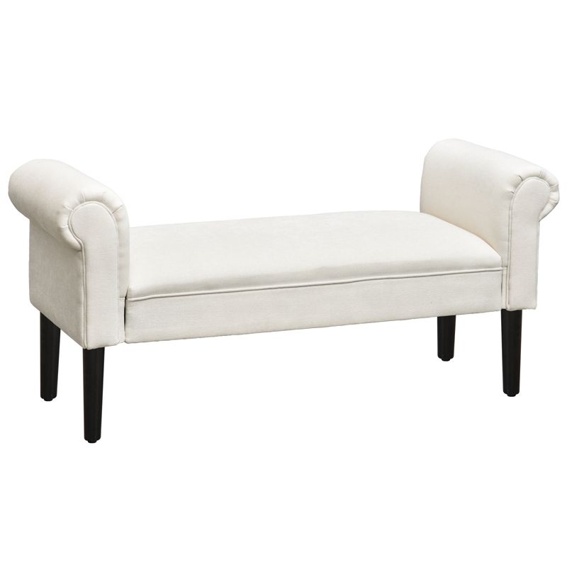 HOMCOM 52" Linen Upholstered Accent Ottoman Bench With Armrests, 1 of 8
