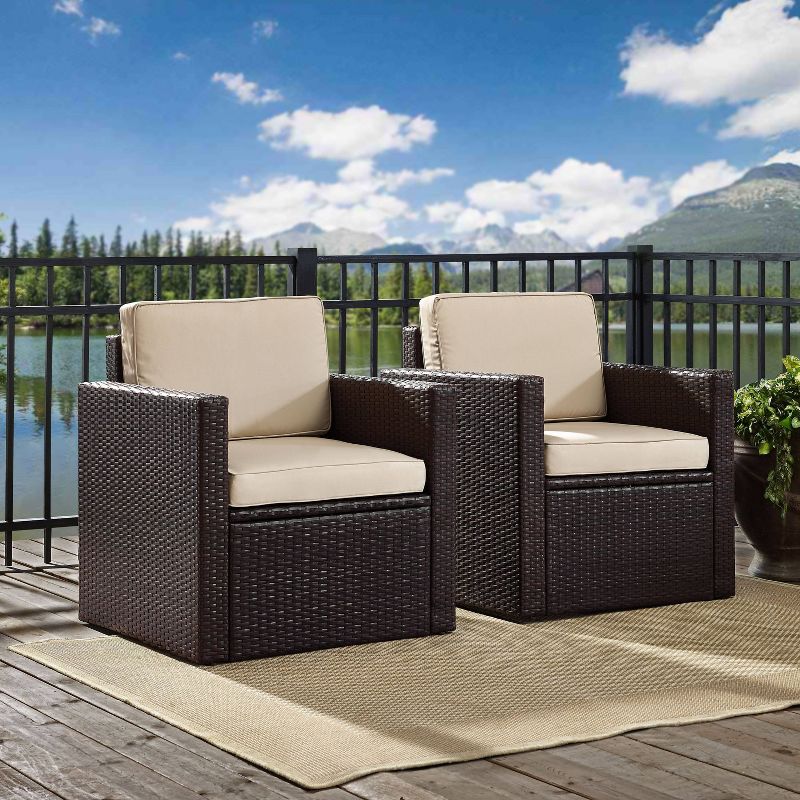 Palm Harbor 3pc All-Weather Wicker Patio Conversation Set - Sand - Crosley, 5 of 11