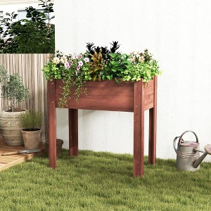 TUYOHW Elevated Raised Garden Bed with Legs,Solid Wood Planter Box for Outdoor Vegetables Herbs Flowers - 1 of 4
