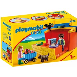 Playmobil 1.2.3 Take Along Market Stall 9123 Playset 10pc - 1 of 1