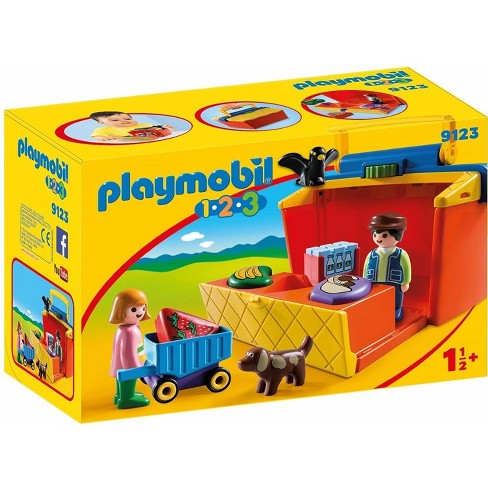 Playmobil 1.2.3 Take Along Market Stall 9123 Playset 10pc Target