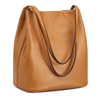 Women Soft Genuine Leather Totes Shoulder Bag Purses and Handbags with Top Magnetic Snap Closure (Brown)