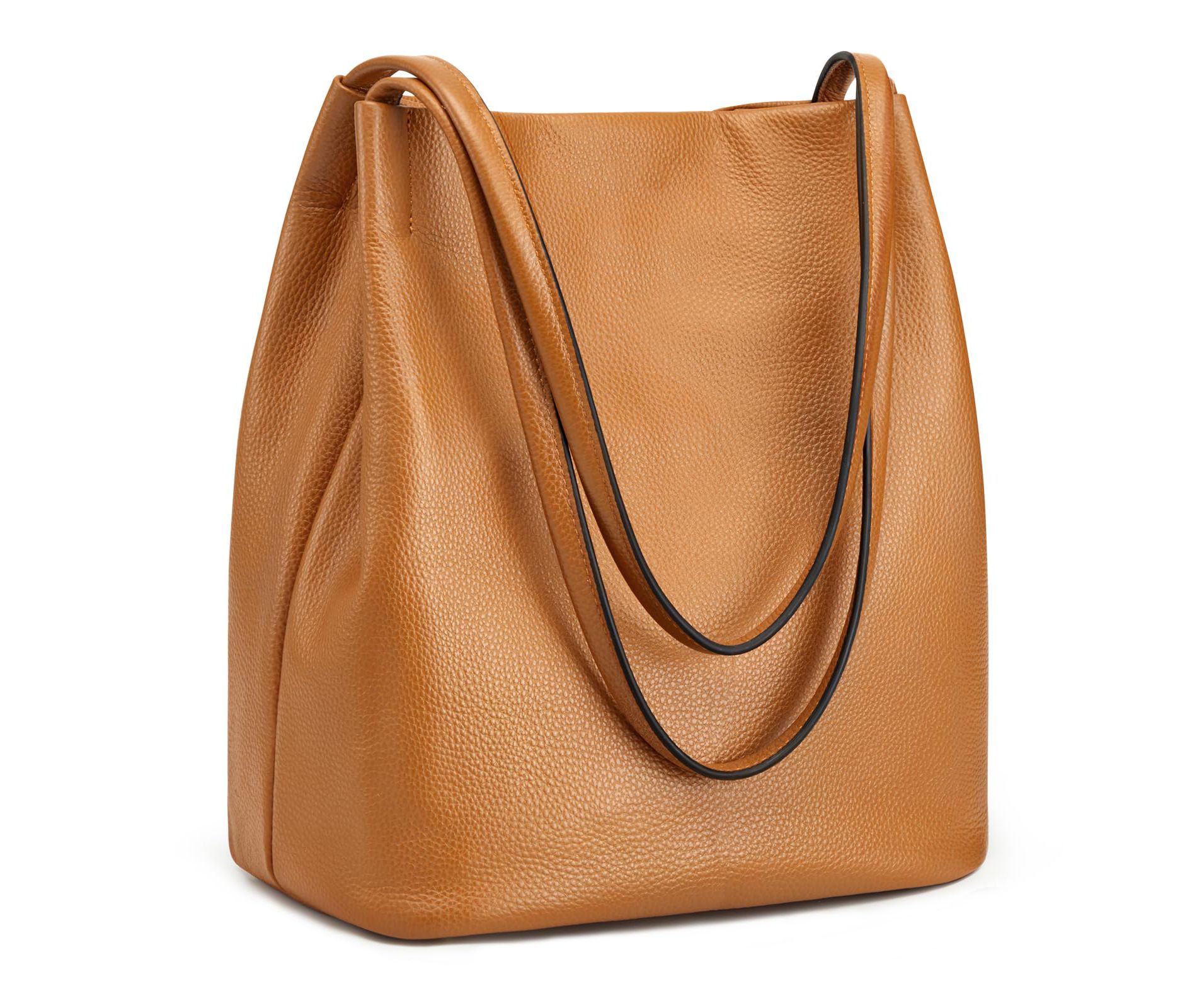 Women Soft Genuine Leather Totes Shoulder Bag Purses and Handbags with Top Magnetic Snap Closure (Brown)