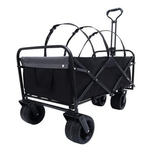 Collapsible Foldable Wagon Cart with Big All-Terrain Beach Wheels, Beach Wagon Utility Wagon Grocery Carts for Camping Shopping - 1 of 4
