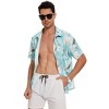 Hawaiian Floral Print Linen Button Down Shirt for Casual Beach Wear - 3 of 4